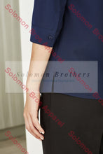 Load image into Gallery viewer, Easy Stretch Ladies 3/4 Sleeve Blouse Plain - Solomon Brothers Apparel
