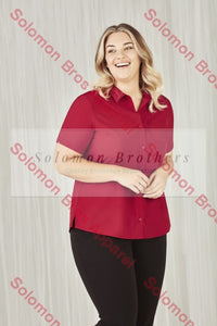 Easy Stretch Ladies Short Sleeve Blouse Plain - Solomon Brothers Apparel
