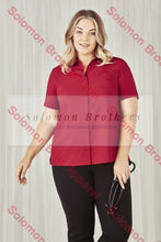 Load image into Gallery viewer, Easy Stretch Ladies Short Sleeve Blouse Plain - Solomon Brothers Apparel
