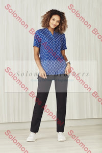 Easy Stretch Ladies Short Sleeve Tunic Daisy Print - Solomon Brothers Apparel
