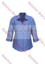 Load image into Gallery viewer, Haven Ladies 3/4 Sleeve Blouse Mid Blue - Solomon Brothers Apparel

