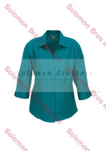 Load image into Gallery viewer, Haven Ladies 3/4 Sleeve Blouse Teal - Solomon Brothers Apparel
