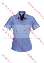 Load image into Gallery viewer, Haven Ladies Short Sleeve Blouse Mid Blue - Solomon Brothers Apparel
