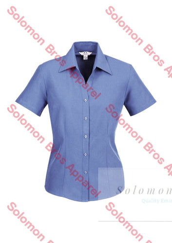 Haven Ladies Short Sleeve Blouse Mid Blue - Solomon Brothers Apparel