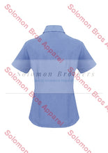 Load image into Gallery viewer, Haven Ladies Short Sleeve Blouse Mid Blue - Solomon Brothers Apparel
