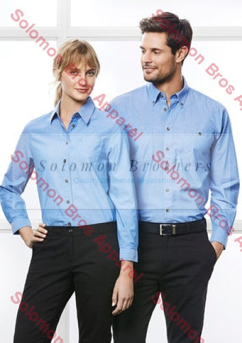Heringbone Wrinkle Free Mens Long Sleeve Shirt - Solomon Brothers Apparel