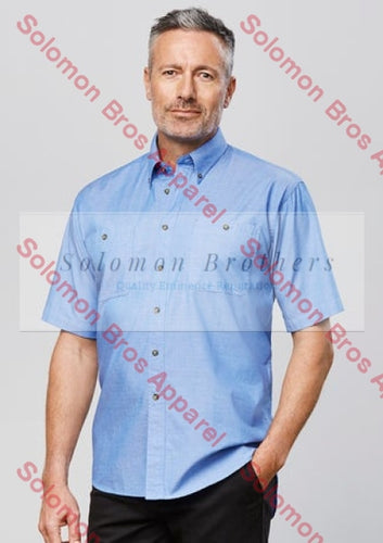 Heringbone Wrinkle Free Mens Short Sleeve Shirt - Solomon Brothers Apparel