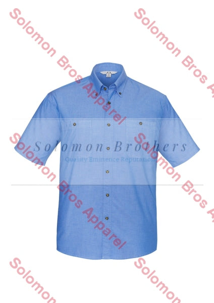 Heringbone Wrinkle Free Mens Short Sleeve Shirt - Solomon Brothers Apparel