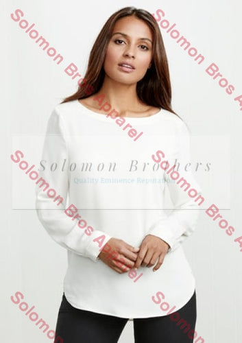 Megan Ladies Boatneck Long Sleeve Blouse - Solomon Brothers Apparel