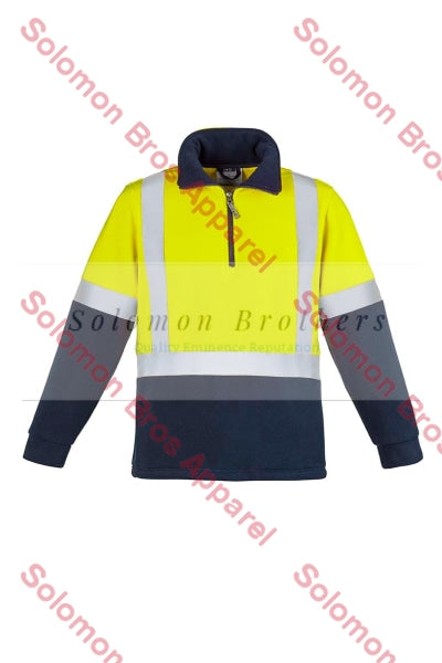 Mens Hi Vis Polar Fleece Half Zip Jumper - Shoulder Taped - Solomon Brothers Apparel