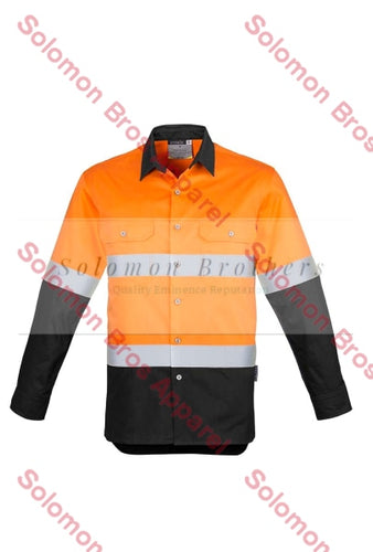Mens Hi Vis Spliced Industrial L/S Hoop Taped Shirt - Solomon Brothers Apparel