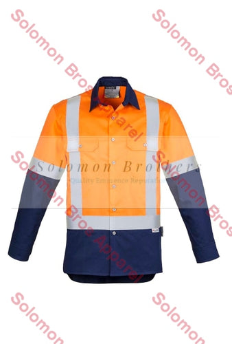 Mens Hi Vis Spliced Industrial L/S Shoulder Tape Shirt - Solomon Brothers Apparel