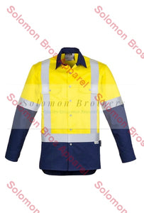 Mens Hi Vis Spliced Industrial L/S Shoulder Tape Shirt - Solomon Brothers Apparel