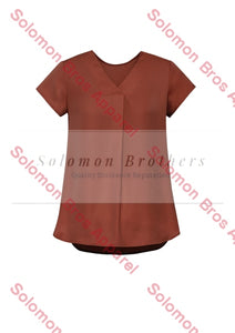 Rainbow Womens V-Neck Pleat Blouse - Solomon Brothers Apparel