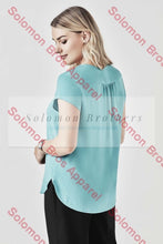 Load image into Gallery viewer, Rainbow Womens V-Neck Pleat Blouse - Solomon Brothers Apparel
