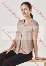 Load image into Gallery viewer, Rainbow Womens V-Neck Pleat Blouse - Solomon Brothers Apparel
