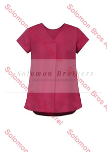 Rainbow Womens V-Neck Pleat Blouse - Solomon Brothers Apparel