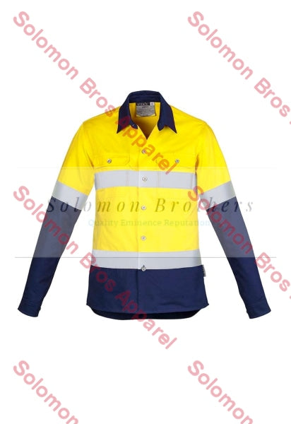 Womens Hi Vis Spliced Industrial L/S Hoop Taped Shirt - Solomon Brothers Apparel